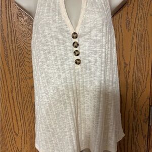 Sleeveless Cream Top with Button Detail